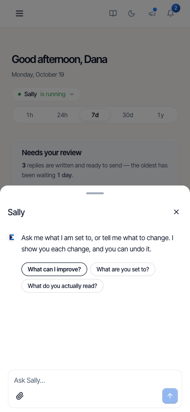 The Ask chat as a bottom sheet on a phone