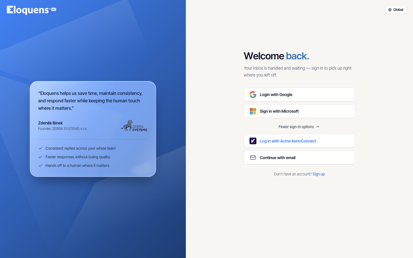 The sign-in page with all sign-in options shown
